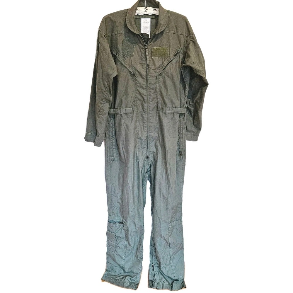 USN FR Deck Coveralls 42R Isratex Nomex Aramid Sage Green Lightweight Workwear